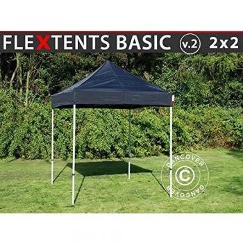 Carpa Plegable Rápida FleXtents Basic v.2, 2x2m Negra Impermeable