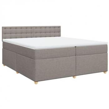 Cama box spring con colchón tela gris taupe 200x200 cm