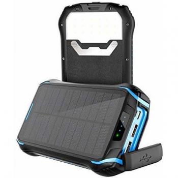 Soluser Solar Power Bank 26800mAh Power Cargador Solar Móvil Portátil Batería Externa con 3 Salidas USB 3.1A y Linterna LED para iPhone iPad Samsung Android Tablets