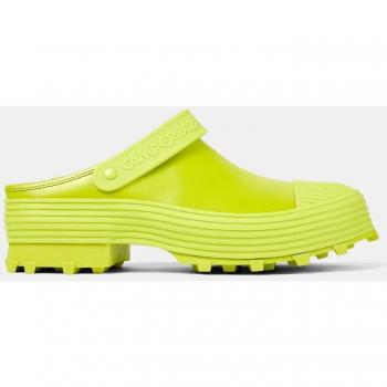 Camperlab Unisex Clogs - Green Smooth Leather with Grooved Sole, Size 40