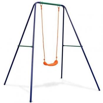 vidaXL Columpio de Asiento Individual Juguete para Niños Niños Parque Diversion Infantil Subibaja Acero y Plástico Color Naranja