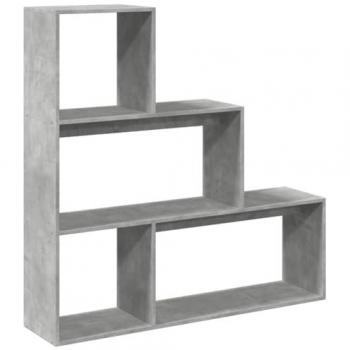 Librería divisora 3 niveles madera gris hormigón 123x29x123 cm