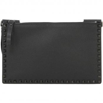 Valentino Garavani Men's Rockstud Flat Crossbody Bag in Black | 4Y2B0C42KSP0NO, Bags, Black male, Sizes: ONE SIZE