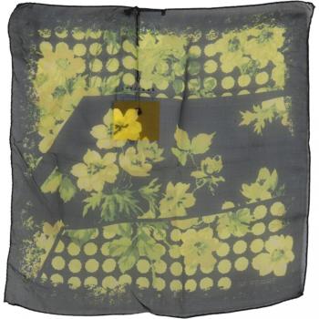 Black Yellow Floral Wrap Shawl Foulard Scarf by GF Ferre