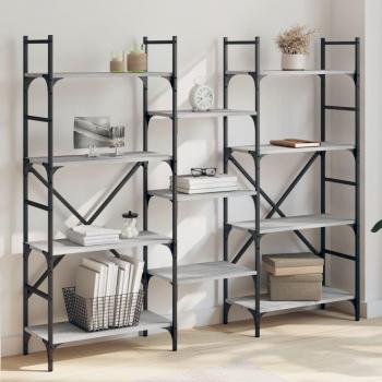 Estantería de madera de ingeniería 160x28,5x136,5 cm en color Negro, Roble Sonoma y Roble ahumado - Mueble de Almacenaje para Oficina, Estudio y Dormitorio