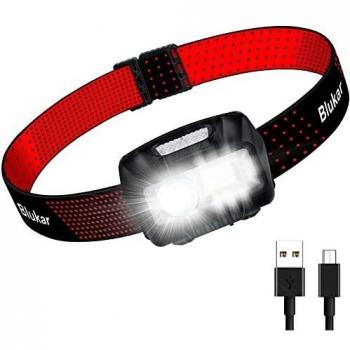 Blukar Linterna Frontal LED, 8 Modos Linterna Cabeza COB Recargable USB Con Sensor de Movimiento Impermeable Ideal para Correr / Pesca / Camping [Clase de eficiencia energética A++]