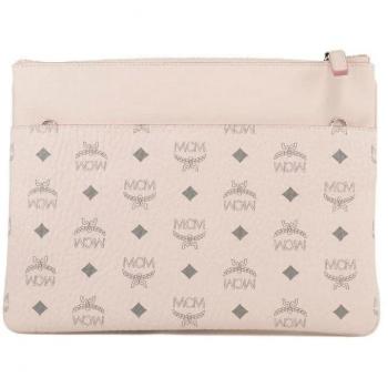 MCM Powder Pink Coated Canvas Medium Flat Pouch Crossbody Bag