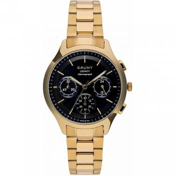 Reloj Hombre Cauny CLG007 - Negro, diseño elegante, esfera negra, correa de acero inoxidable, resistente al agua, movimiento de cuarzo