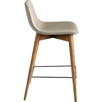 Taburete tapizado en polipiel Vison con base de nogal, dimensiones 52 x 45 x 93 cm
