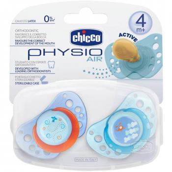 Chicco Physio Air - Chupete de caucho, 4 meses en adelante, 2 unidades, color azul