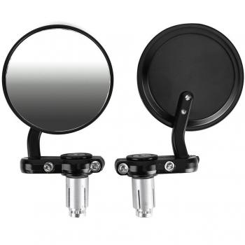 SODIAL(R) Universal de la motocicleta Espejo par forma redonda 2 sujetadores de cinta de moda que llevan diametro del manillar 8 mm o 7/8 22MM espejo giratorio resplandor antirreflectante