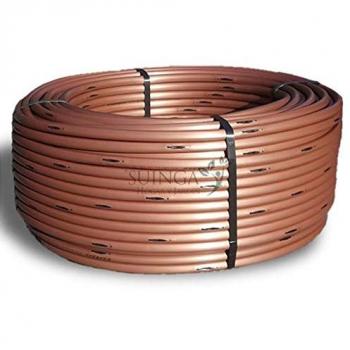Suinga Tubo de Goteo 16mm para Enterrar con Goteros Autocompensantes Cada 33cm, 100 metros, marrón, Caudal 2,3 litros/hora