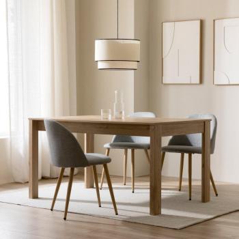 Mesa extensible de comedor efecto madera natural 90 cm x 140 cm Hegas Kenay Home