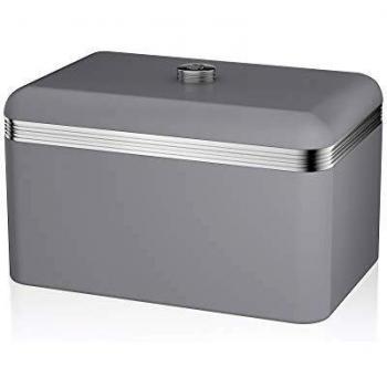 Swan Contenedor para Pan, Metal, Gris, 22.6 x 35.3 x 23.5cm