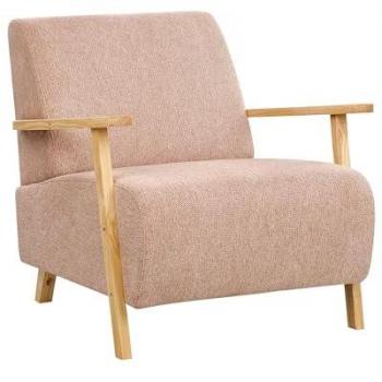 Sillón retro moderno con reposabrazos de tela rosa Lesja