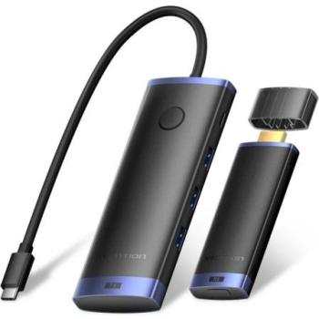 Adaptador Inalámbrico USB-C a HDMI 4K 60W 6 en 1 Vention TPVBB Negro