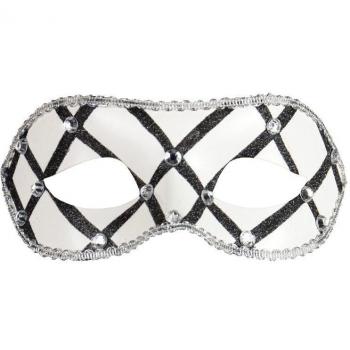 Máscara con piedras decorativas negro / blanco