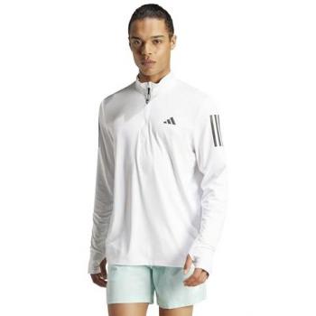 Adidas Chaqueta de Chándal Own The Run, camiseta técnica manga larga hombre blanca (S), chaqueta Half-Zip para hombre Own the Run, color blanco/blanco, talla S