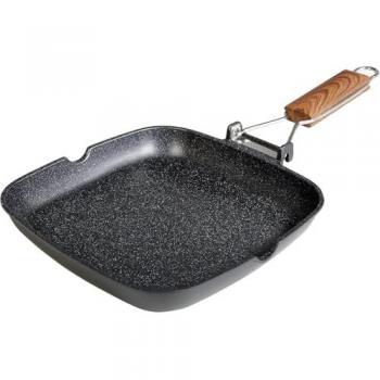 Grill Inducción Wecook Ecochef 20x20cm, Antiadherente Sin PFOA, Aluminio Fundido, Vitrocerámica y Gas, Negro