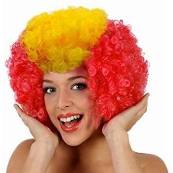 Atosa-11553 Atosa-11553-Peluca Payaso Bandera España-Mundial De Fútbol Y Deportes, Color Rojo y Amarillo