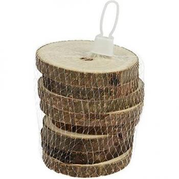 Set de 8 posavasos de madera en forma de tronco - 8 cm