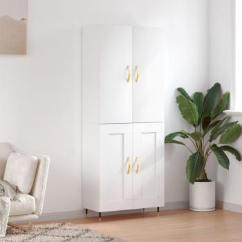 Aparador alto de madera contrachapada blanco 69,5x34x180 cm
