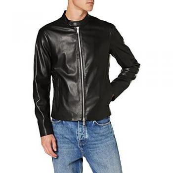 Chaqueta de Hombre Armani Exchange Negra Unicolor con Cremallera y Cuello Redondo - Talla XXL