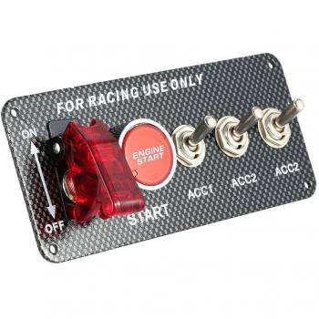 KKmoon 12V Interruptor de Inicio Tipo Coche Carreras Motor de Comienzo Botón Pulsador 3 Panel Palanca con Luz Indicadora