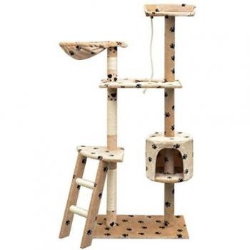 vidaXL Rascador de Gatos con Poste Salón Huellas Mascota Sisal 150cm Beige
