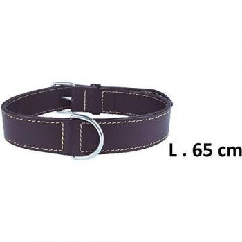 Collar de Cuero Doble Marrón para Perros 65 cm