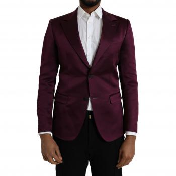Dolce & Gabbana Maroon Silk Single Breasted Coat Blazer - IT46 | S