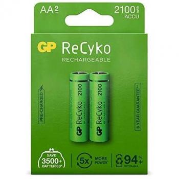 GP Batteries ReCyko+ HR06 120210AAHCE-C2 - Pilas AA (NiMH, 2100 mAh, 1,2 V, 2 Unidades)