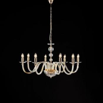 Lámpara Clásica Ruben Cristal Oro 8 Luces E14 con Strass