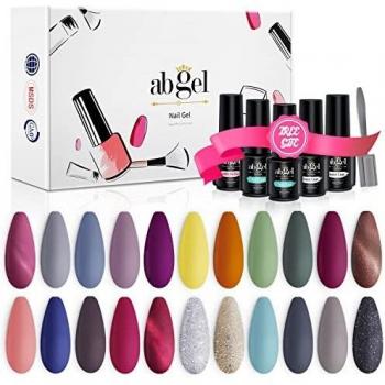 ab gel 22 colores esmalte de uñas en gel 5 ml tamaño pequeño sin base de toallita y capa superior, 27 piezas Kit de manicura de inicio de barniz de uñas de gel UV LED