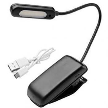 Linterna LED de Mesa Recargable USB con Clip, 3 Tonos de Luz y 3 Niveles de Luminosidad (1.000 mAh, 30 Lúmenes)