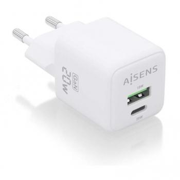 Cargador de Pared Aisens GAN 20W con Puerto USB Tipo-C y Puerto USB-A - Blanco