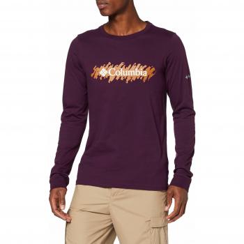 Columbia Lodge LS Graphic - Camiseta de Manga Larga para Hombre, Hombre, Color Black Cherry, S, tamaño Medium