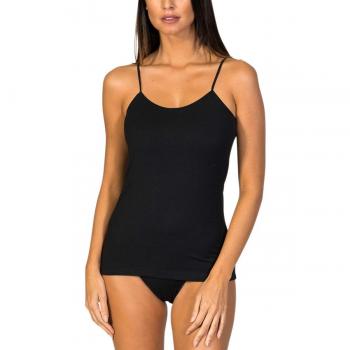 ZD ZERO DEFECTS Camiseta Interior de Mujer de Tirantes - Hilo de Soja Color Negro - Talla 44