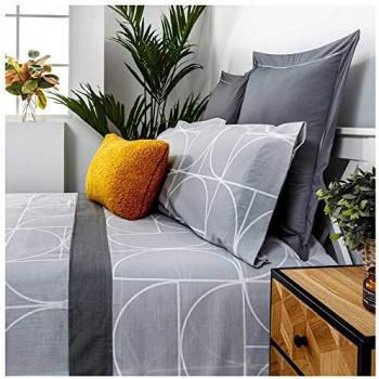 Juego de Sábanas Maison Algodón Poliéster Gris 240x260 para Cama de 150 cm