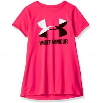 Under Armour Big Logo tee Solid SS Camisa Manga Corta, Niñas, Rosa, YXS