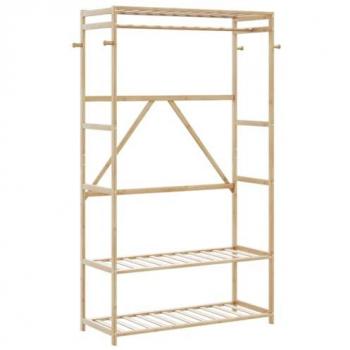 Bamboo Clothes Rack with Shelves and Hooks 110x40x175 cm