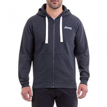 Jeep Invernale con Cappuccio E Zip Completa con Stampa Calandra Sulla Schiena per Camiseta, Hombre, Gris Oscuro, Mel./Blanco, X-Large