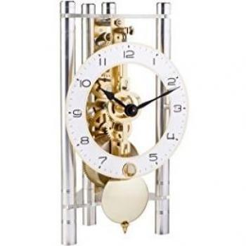 Reloj de mesa Hermle 23024-X40721, aluminio plateado, dimensiones 19,5cm x 11cm x 9cm