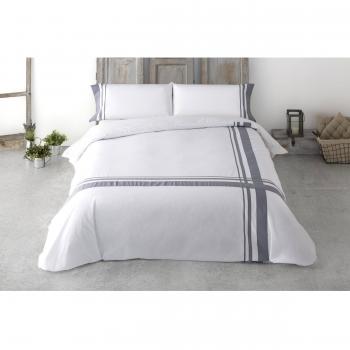 ESTELA - Set de Funda nórdica y 2 Cojines Reus, Color Acero - Cama de 135/140 cm. - 100% Algodón de 200 Hilos