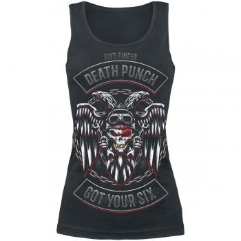 Five Finger Death Punch Biker Badge Top Mujer Negro XXL