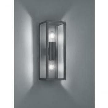 Aplique de pared Trio Garonne 14 x 14 x 38 cm aluminio antracita, 2xE27, IP44
