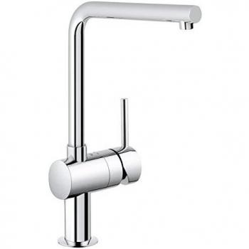 Grohe Minta - Grifo de cocina, ángulo de giro de 0°, 150° o 360°, acabado Grohe StarLight, caño en L