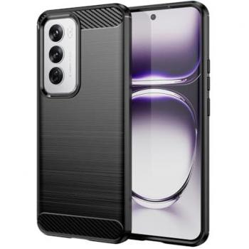 Funda para móvil Max Power Digital Fibra de Carbono Antigolpes Silicona Negra Compatible con Oppo Reno 12 Pro Diseño Resistente Absorción de Choque [Compatible Carga Inalámbrica]
