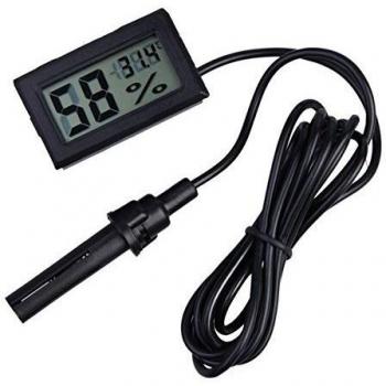 WINGONEER 2-en-1 Digital LCD Embedded termómetro higrómetro con Externo para Reptiles Incubadora Acuario Aves - Negro