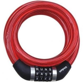 Wordlock 5 m x 15 mm Combo Lock, Unisex, 5ft x 15mm, rojo, 5 ft x 15 mm